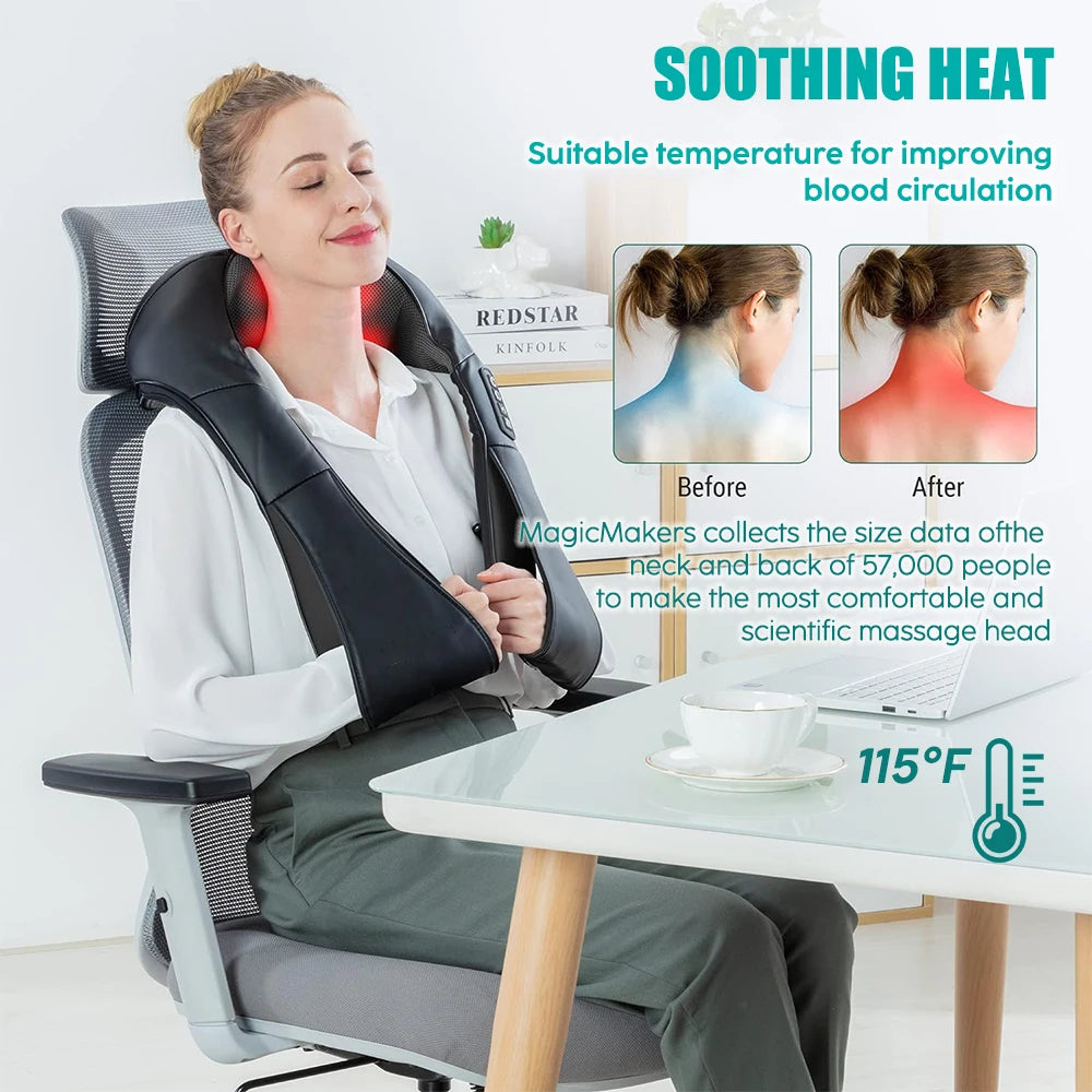 Say Goodbye to Neck Pain | Heated Shiatsu Neck Massager