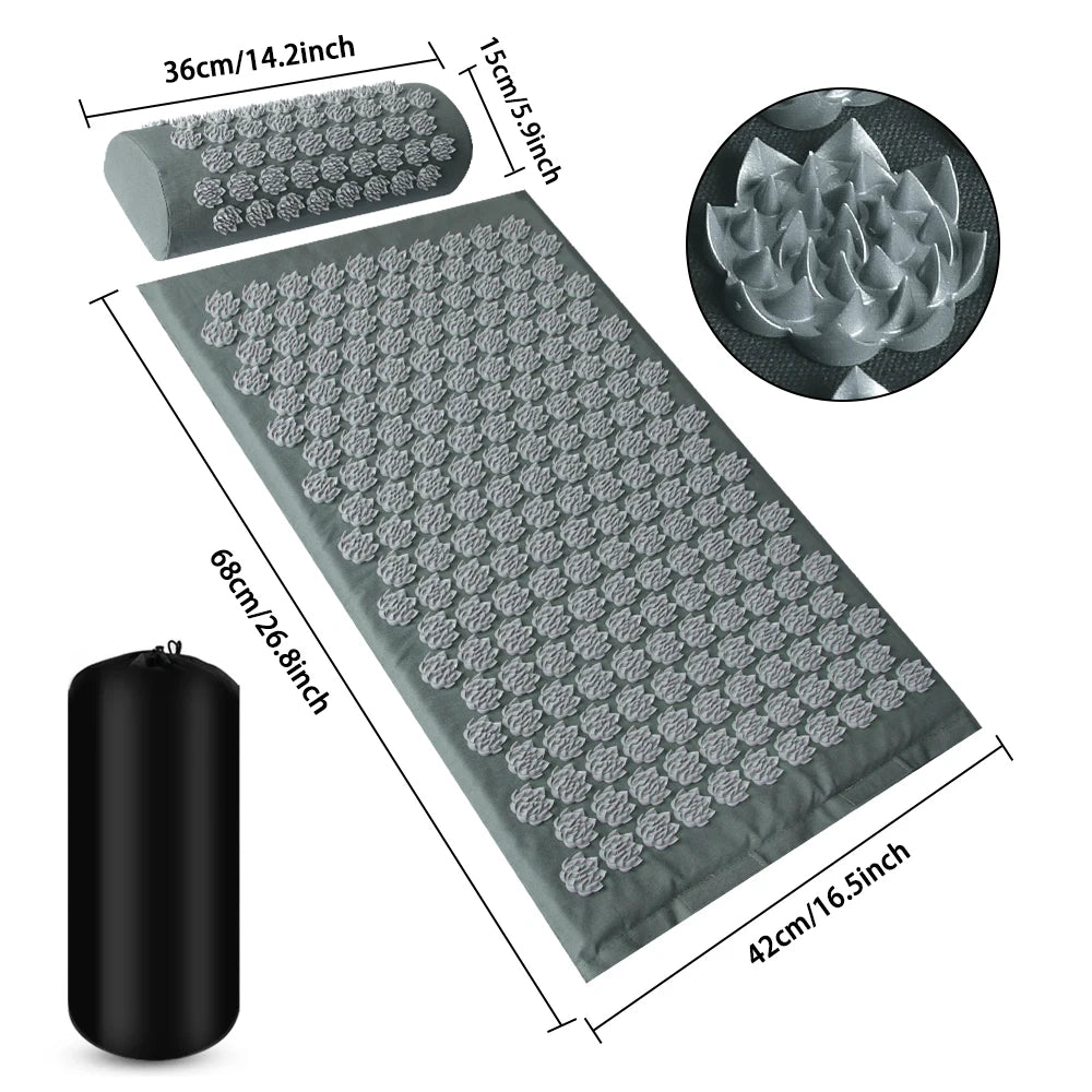 Acupressure Yoga Mat & Pillow Set | Full Body Relaxation, Recovery & Stress Relief