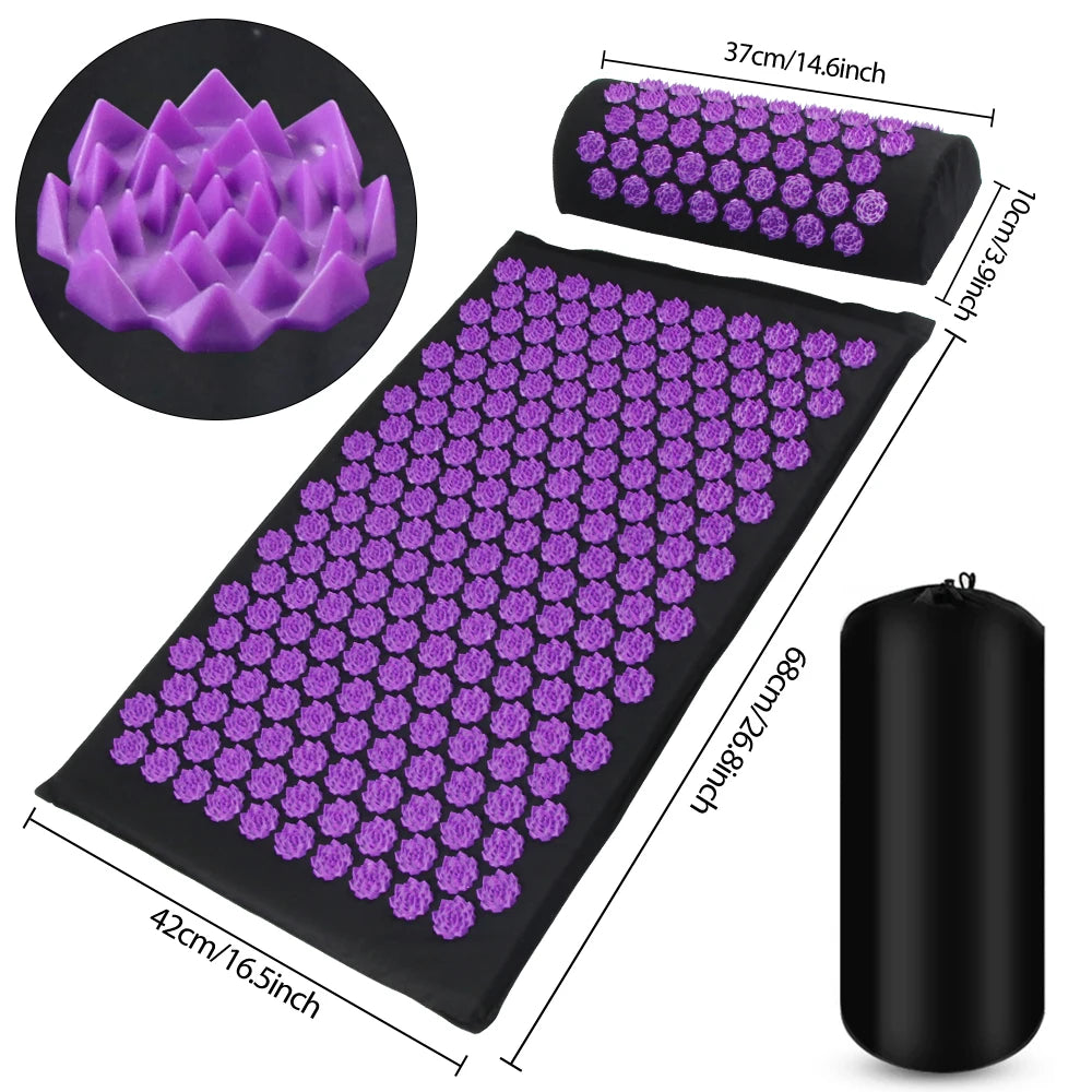 Acupressure Yoga Mat & Pillow Set | Full Body Relaxation, Recovery & Stress Relief