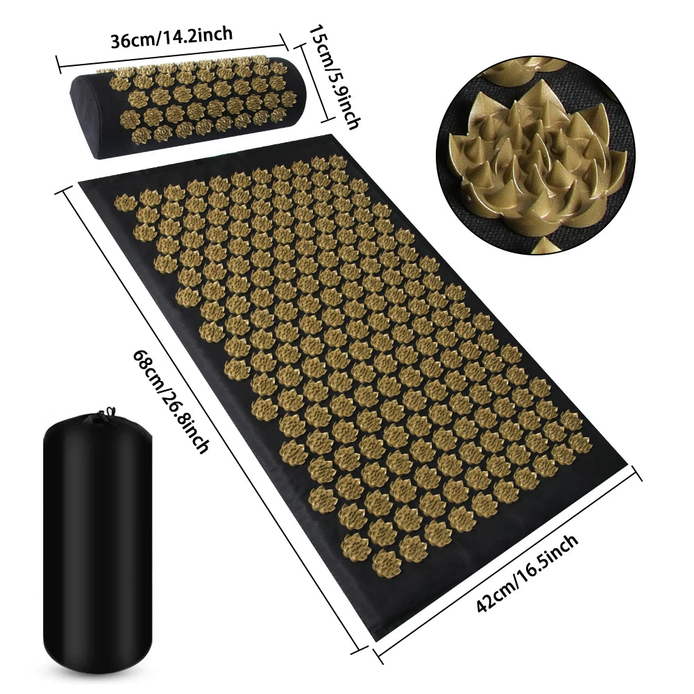 Acupressure Yoga Mat & Pillow Set | Full Body Relaxation, Recovery & Stress Relief