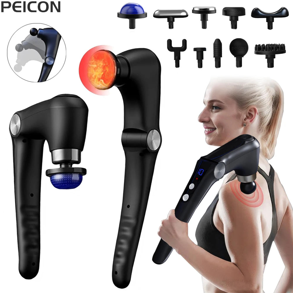 Professional Deep Tissue Massage Gun | 9-Speed Percussion Therapy with Hot & Cold Attachments