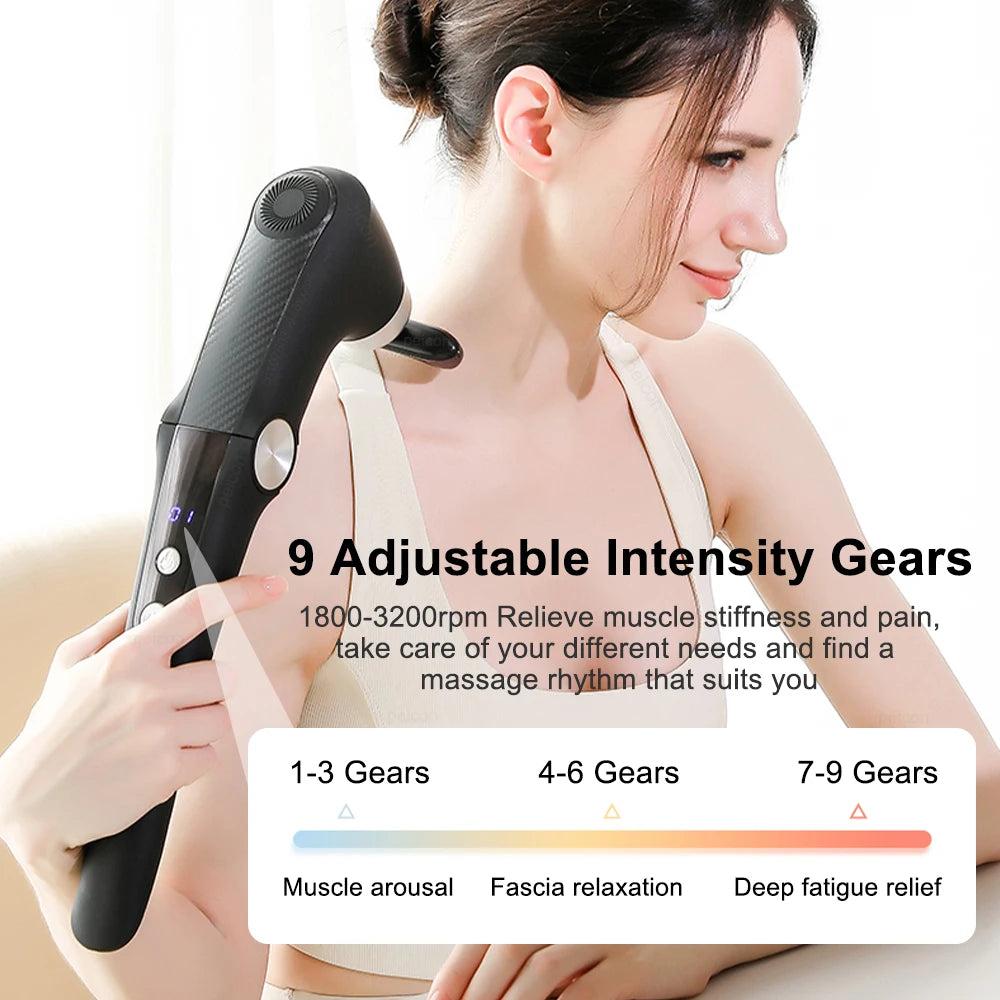 Professional Deep Tissue Massage Gun | 9-Speed Percussion Therapy with Hot & Cold Attachments