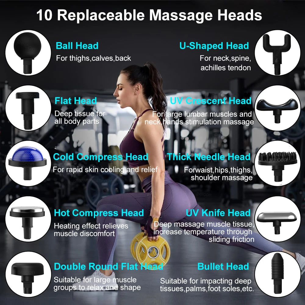 Professional Deep Tissue Massage Gun | 9-Speed Percussion Therapy with Hot & Cold Attachments