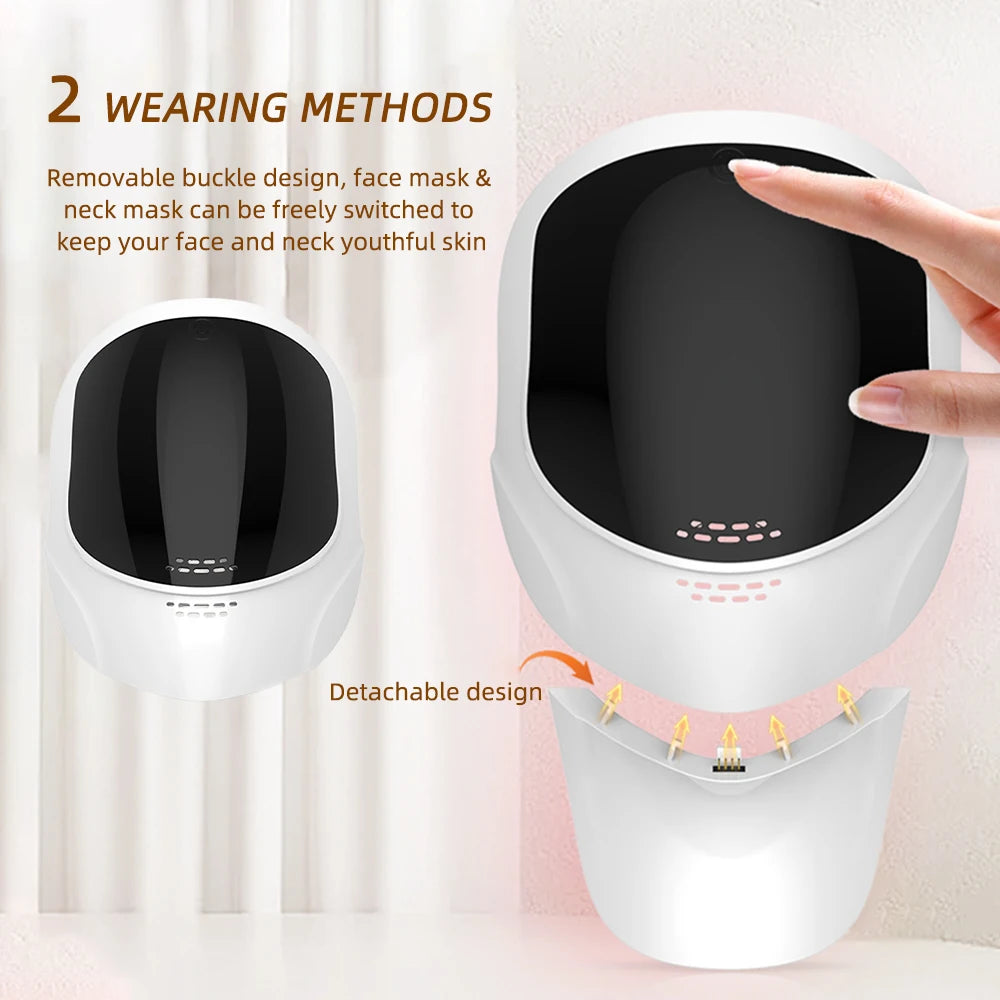 Wireless LED Face & Neck Beauty Mask | 7-Color Light Therapy for Skin Rejuvenation